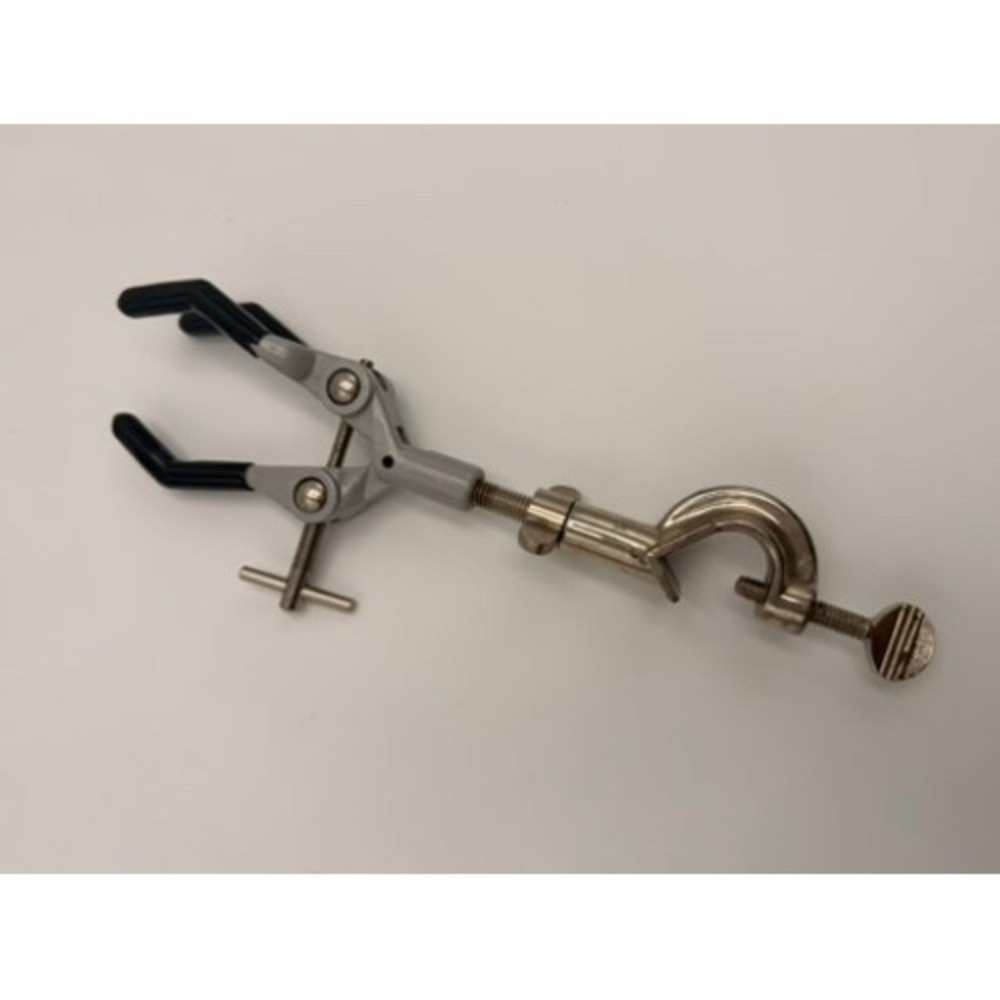3 Prong Lab‎ Extension Swivel Clamp Silver Excellent Vinyl Coated Jaws